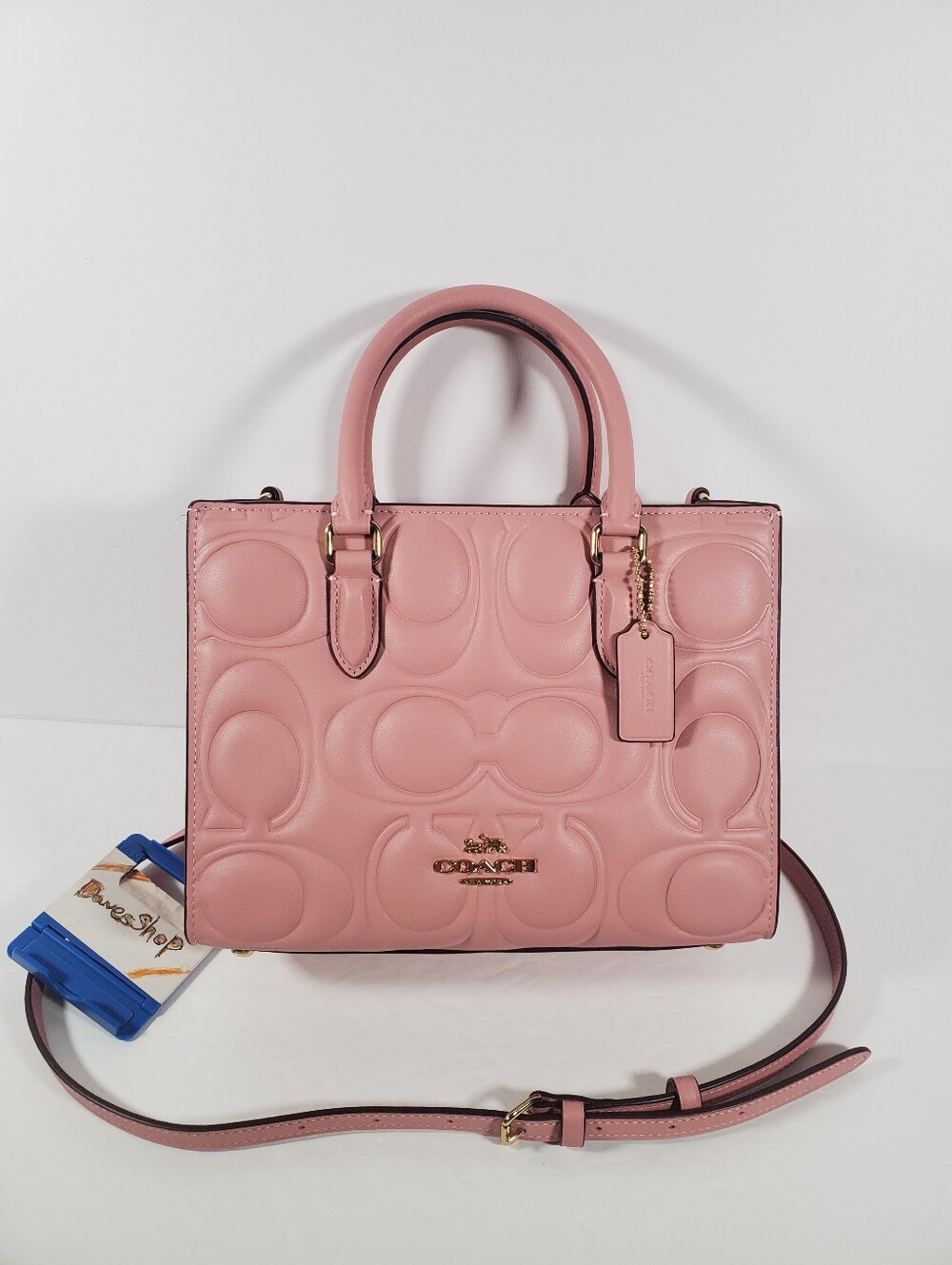 NWT Coach CY670 Maggie Small Tote Bag In Signature Leather Gold/Pink Petal